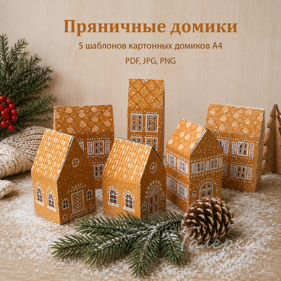 Рождественские пряничные домики| JPG  PDF  PNG